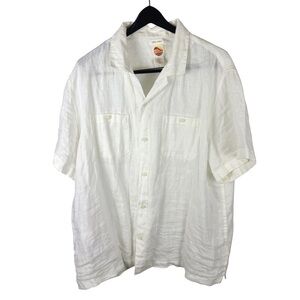 Mens C&C California 100% Linen Lightweight Button Up White Shirt Size XL